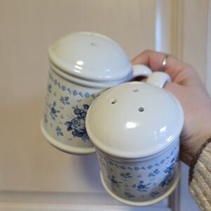 Blue Floral Ceramic Salt and Pepper Shakers - Classic Kitchen Set